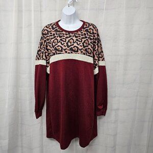 Shein Dress Leopard Burgundy Grunge Punk Casual XL
